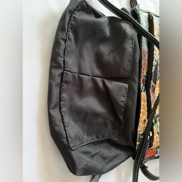 Multisac Black with Multicolor Flowers Crossbody Purse - Picture 11 of 12